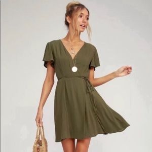 Lulus harbor point olive green wrap dress
